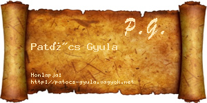 Patócs Gyula névjegykártya